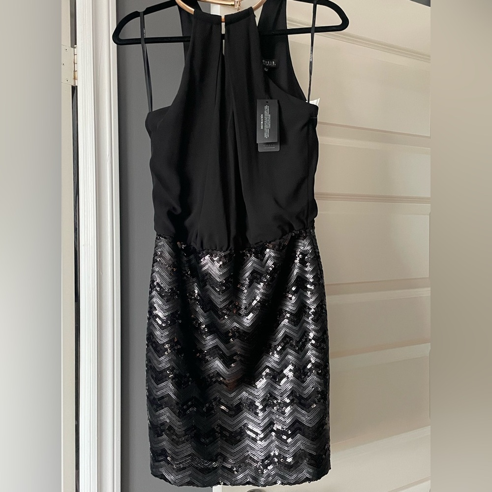 Stunning black sequinned dress by Guess size 4